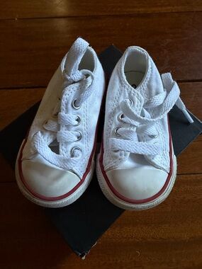 Converse Kids White Canvas Sneakers with Red Accent